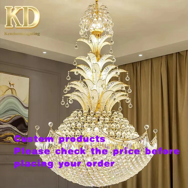 custom.Luxury Design Indoor Decoration Light Big Hotel Church Staircase Custom Large LED Chandeliers