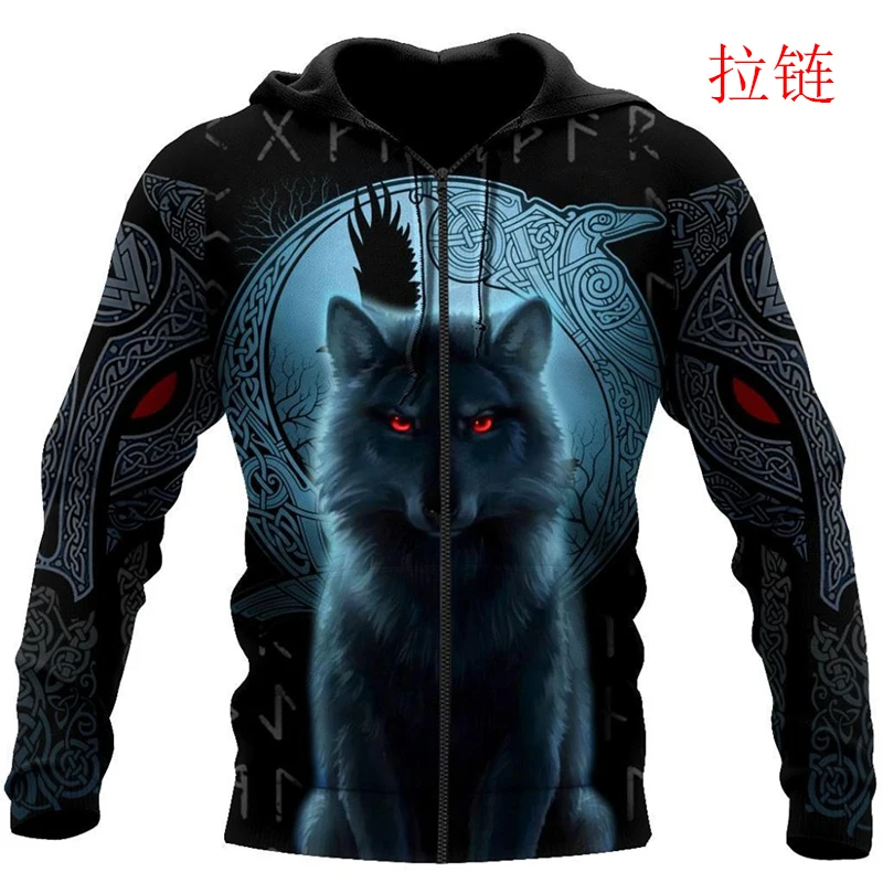 Fenrir Viking Wolf And Moon 3D Printed Unisex Deluxe Hoodie Sweatshirt Streetwear Zip Pullover Casual Jacket Tracksuit