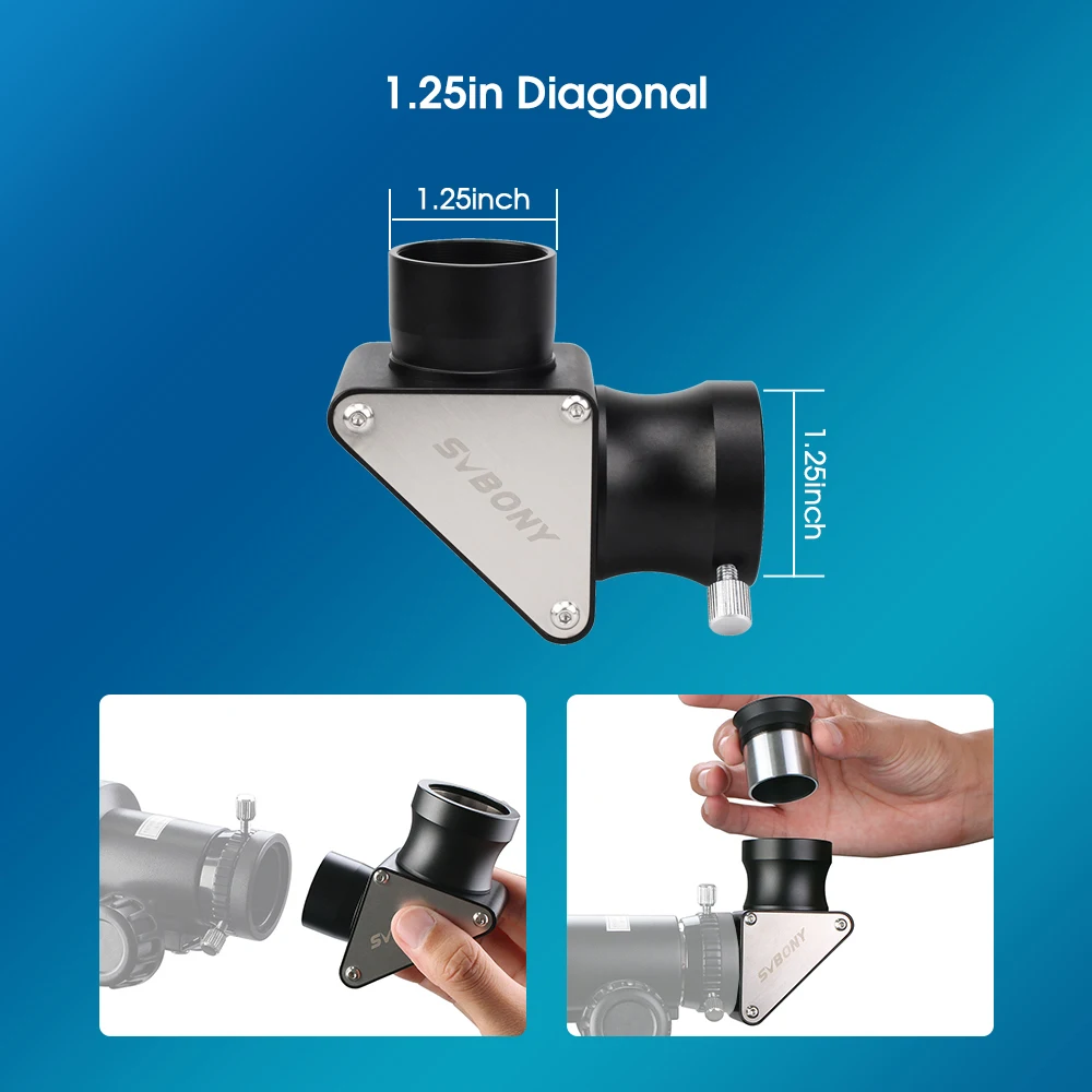 Svbony SV188/SV188P 1,25/2 Zoll Spiegel 90° ° Diagonale dielektrische Beschichtung CNC-Bearbeitung 90%/99% Reflektivität für Astronomie-Teleskope – Detail 2