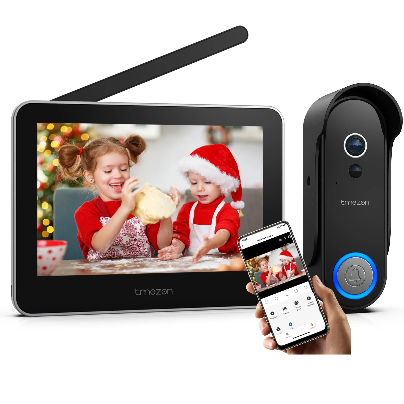 TMEZON Wire-free Real Wireless Video Door Phone 7\