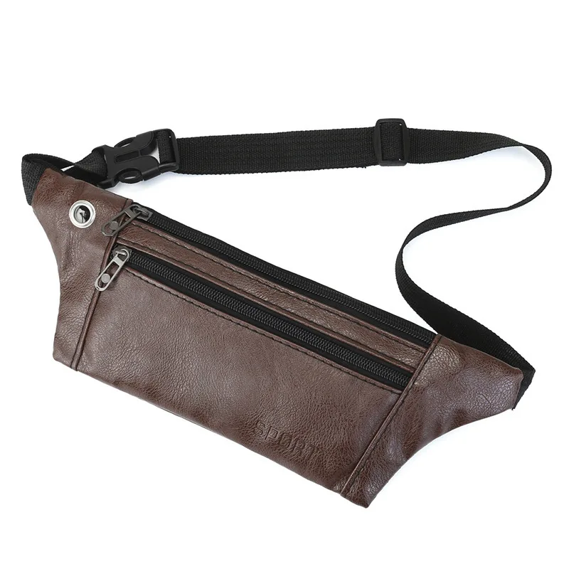 New European and American Fashion Retro Men Waist Bag Leather Crossbody Bag Chest Bag Outdoor Leisure Sports Invisible Belt Bag