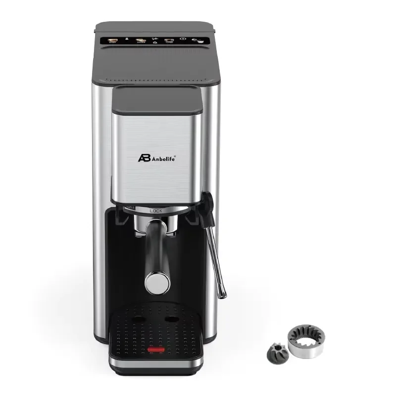 Anbolife Professional Espresso Coffee Machine Factory Wholesale OEM 15bar Aimega Solenoid Pump PID Temperature Control