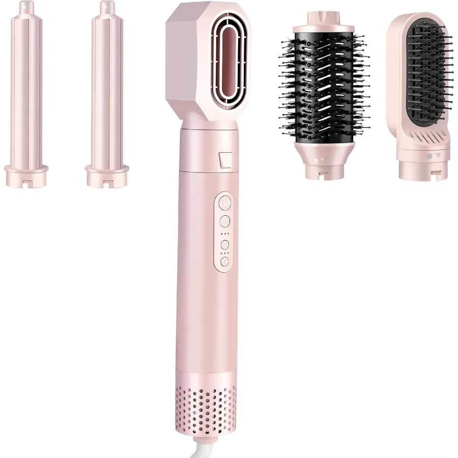 

High-Speed 5 in 1 Hair Styler with Auto Curling Iron Straightener Volumizing Hot Air Brush Fast Drying Ionic Blowout No Heat Da