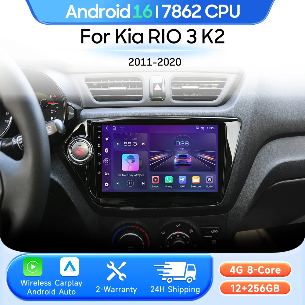 Reproductor Multimedia para Auto Kia RIO 3 K2 2011-2020, Android 16, Radio, Carplay, Auto 2din, GPS, Navegación, Estéreo, Video, Unidad Principal, WIFI