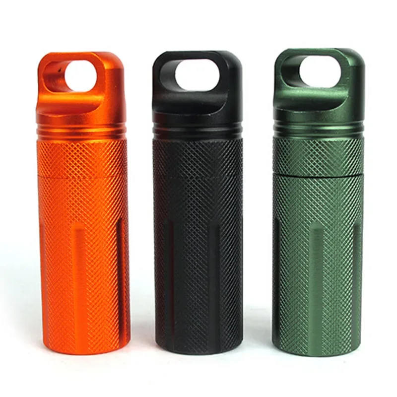 Überlebens-EDC-Etui aus Aluminiumlegierung, wasserdichter Flaschenverschluss, Outdoor-Camping-Zubehör, tragbarer Werkzeughalter, luftdichte Kapsel S – Detail 5
