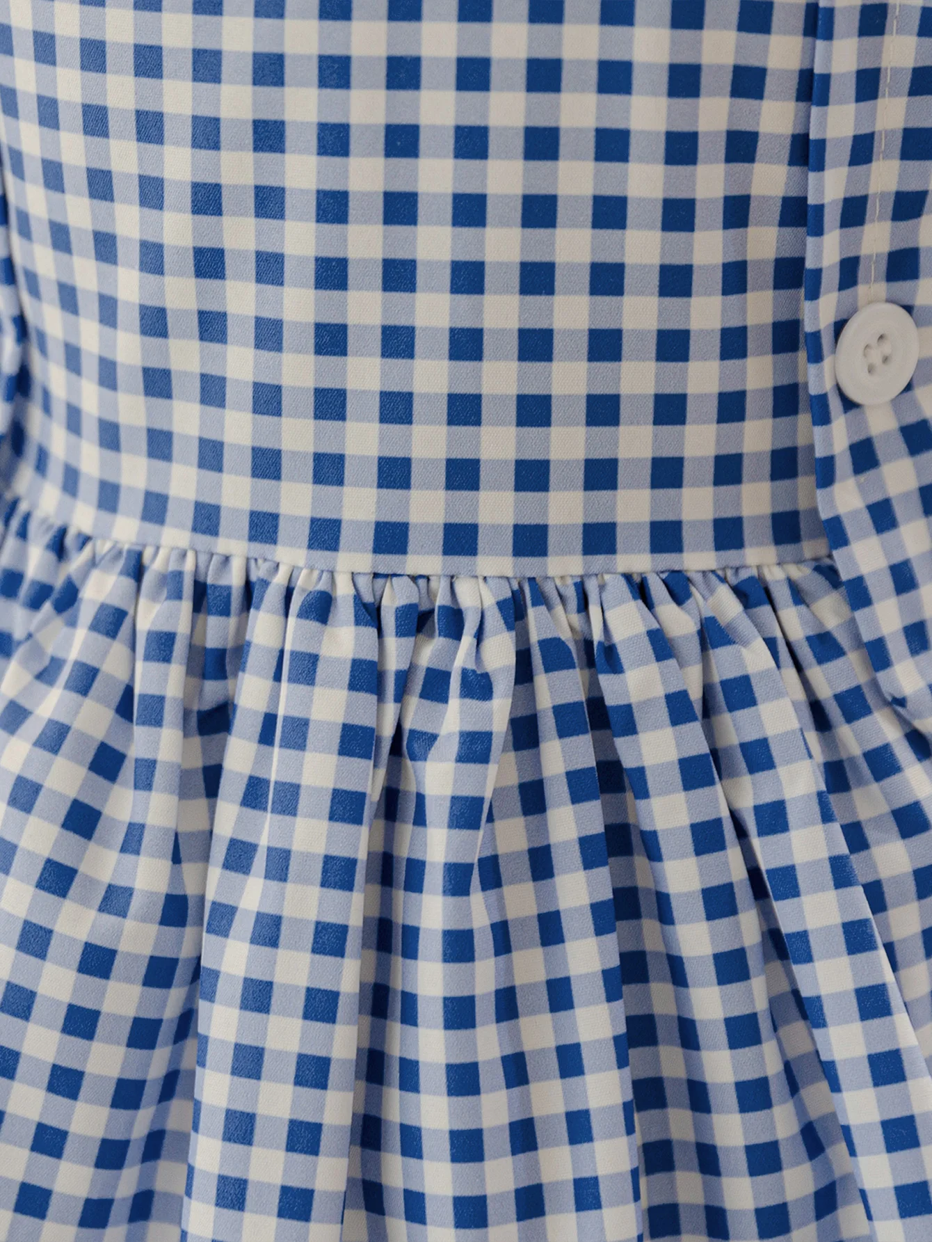 Mädchen Ballkleid mit Schleife und Puffärmeln, Blaues Karomuster, Prinzessinnen-Cosplay, Hochzeit, Kindergeburtstag, Klavier-Auftritt Kostüm ﻿ – Detail 8