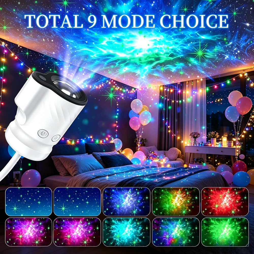 Galaxy Bedroom Projector High Definition Image Flash Projector Galaxy Lights Rotate 360 Degrees For Car Living Room Bedroom Gift