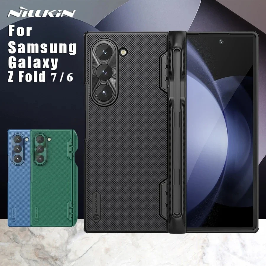 

for Samsung Galaxy Z Fold 7 6 Fold7 Case Nillkin Matte Super Frosted Shield Fold Case with S-Pen Slot Holder Hinge Cover Stylus