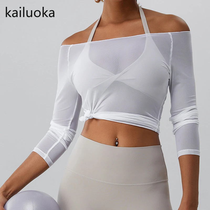 

Sexy Yoga Top Women Breathable Mesh Long Sleeve Yoga Wear Top T-Shirt Quick Dry Sports Fitness Clothing Workout Gym Cloth