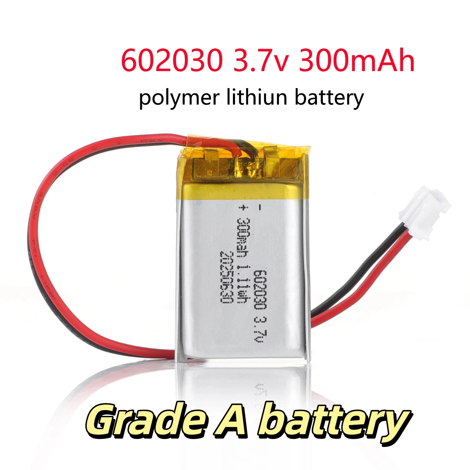 patozm 602030 300mAh Lithium Rechargeable Battery 3.7V Li-ion Polymer Battery for Bluetooth Headset Speaker Monitor Self-Timer