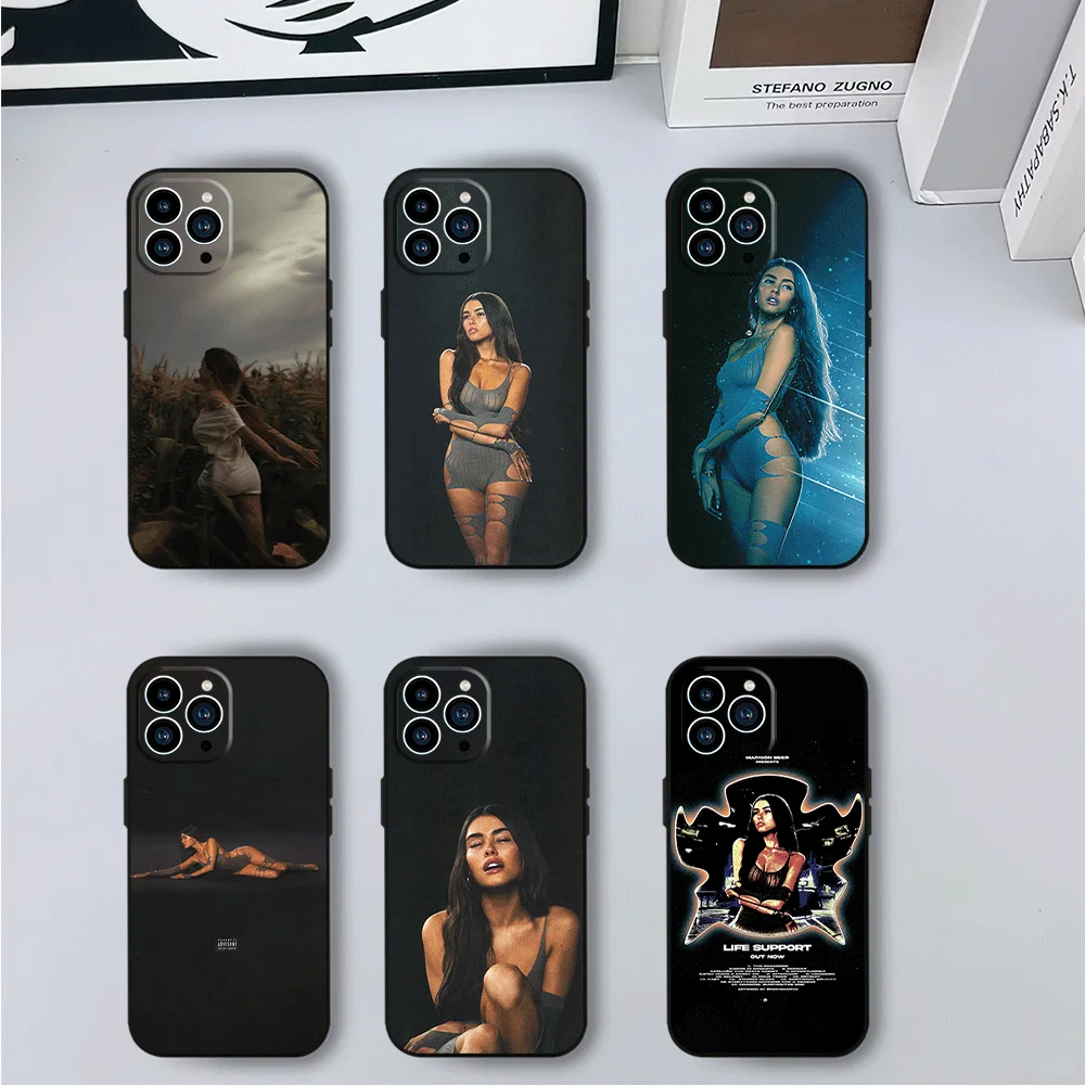 Singer Madison Beer Phone Case for iPhone 12 11 13 14 15 16 Max Pro Plus Black Soft Silicone Cover