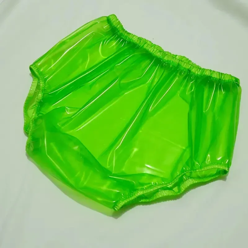 Fetysz zielone pcv przezroczyste grube plastikowe kalesony wysokiej talii wodoodporne luźne miękkie ciche figi na pieluchy majtki na nietrzymanie