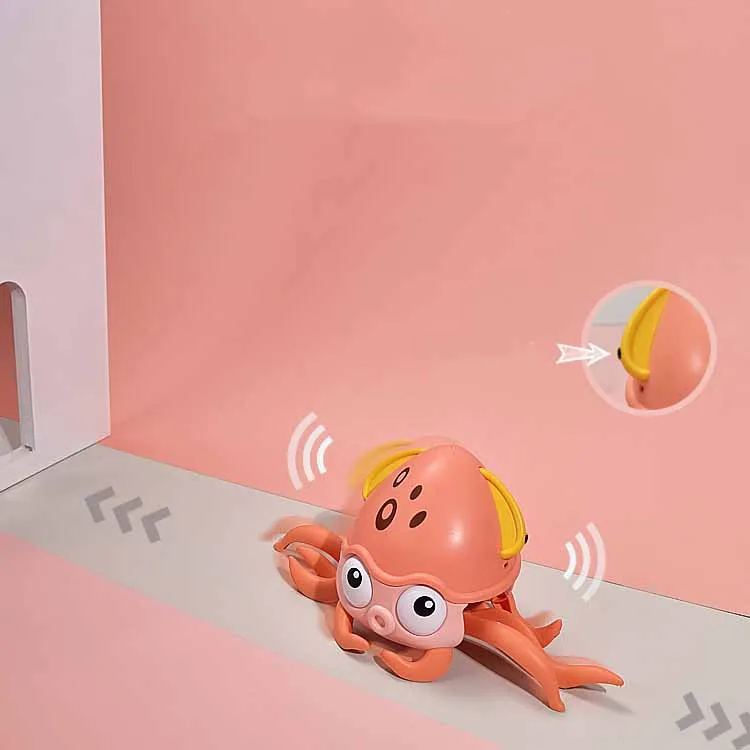 Juguete de pulpo eléctrico para niños, carga USB con Sensor de sonido de luz, evitación automática de obstáculos, Juguetes Divertidos novedosos