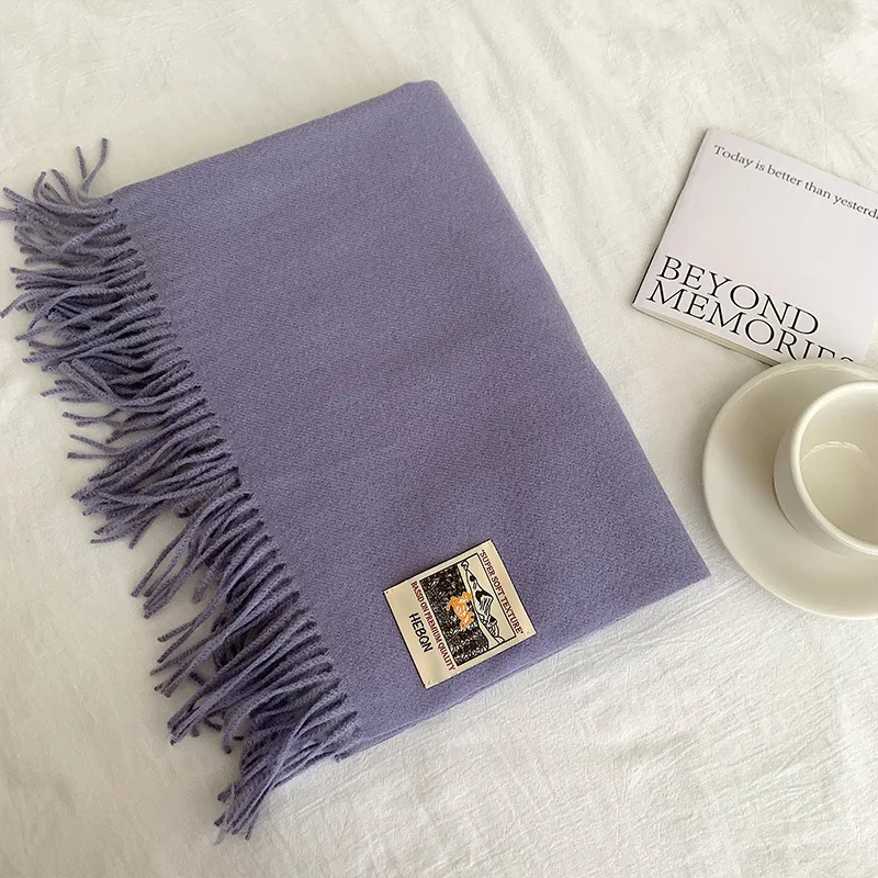 وشاح رقبة كشمير تقليد ناعم للنساء ، أحادي اللون ، ملصق متعدد الاستخدامات ، شال مقاوم للبرد ، دافئ ، طالب ، شتاء #6