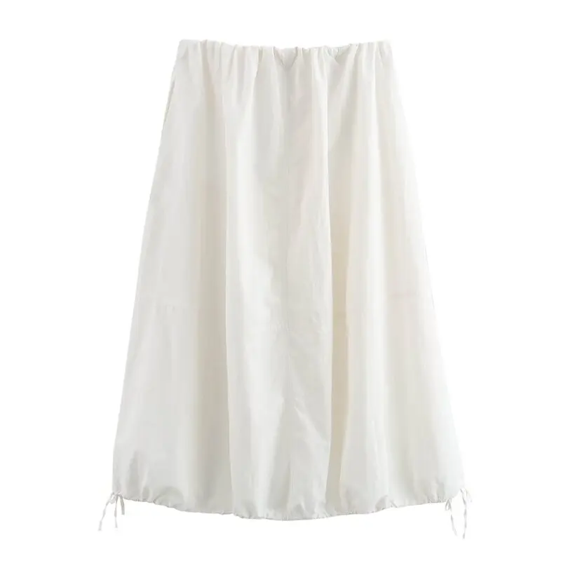 おしゃれなナイロンバルーンシルエットミディスカート レディース 夏 2024 新作 ミディ丈 無地 多彩なスタイル
