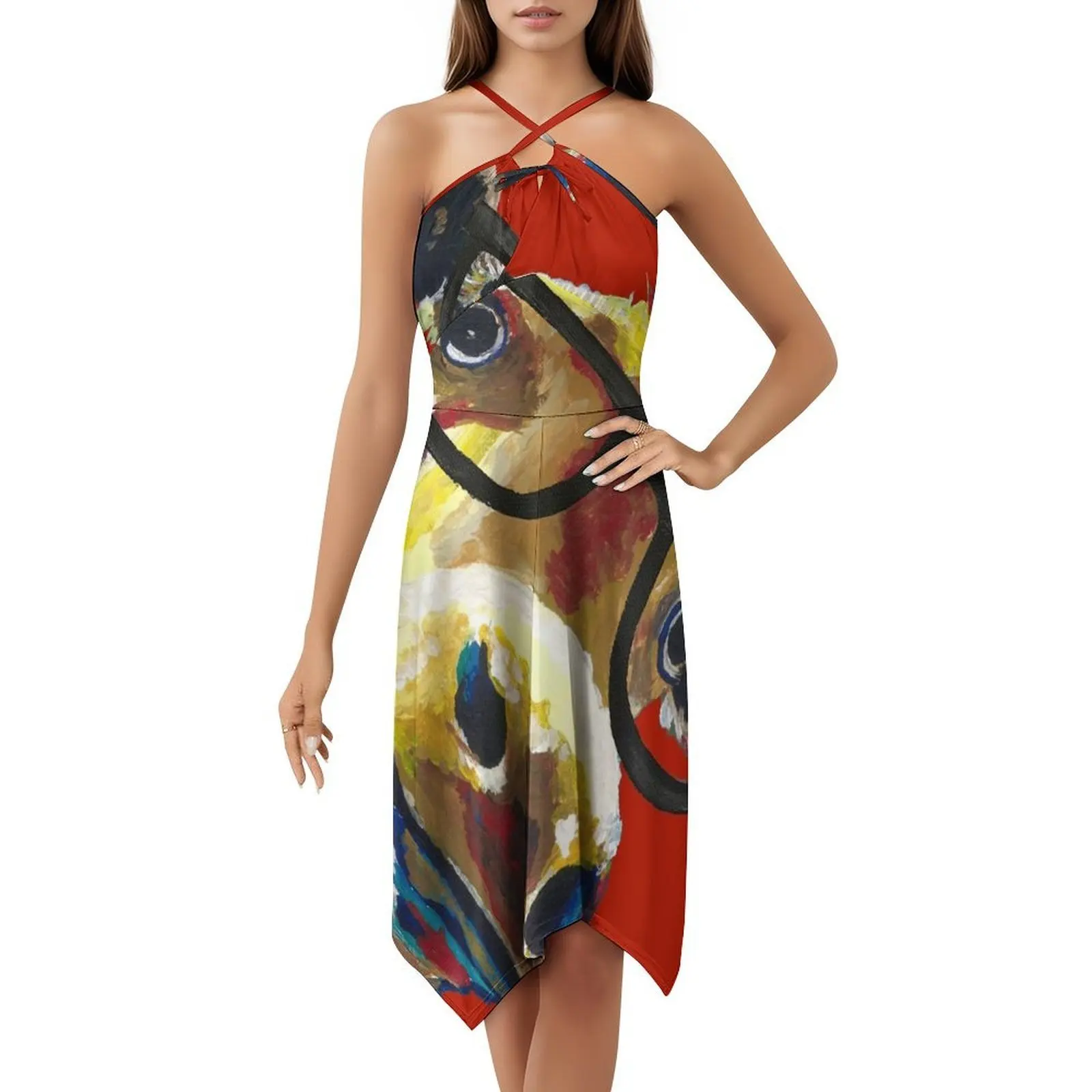 لطيف ملون البقرة الفن البقرة مع نظارات فستان عطلة مثير للنساء شاطئ حفلة عيد ميلاد فستان قصير بقرة البقرة الفن البقرة اللوحة #5