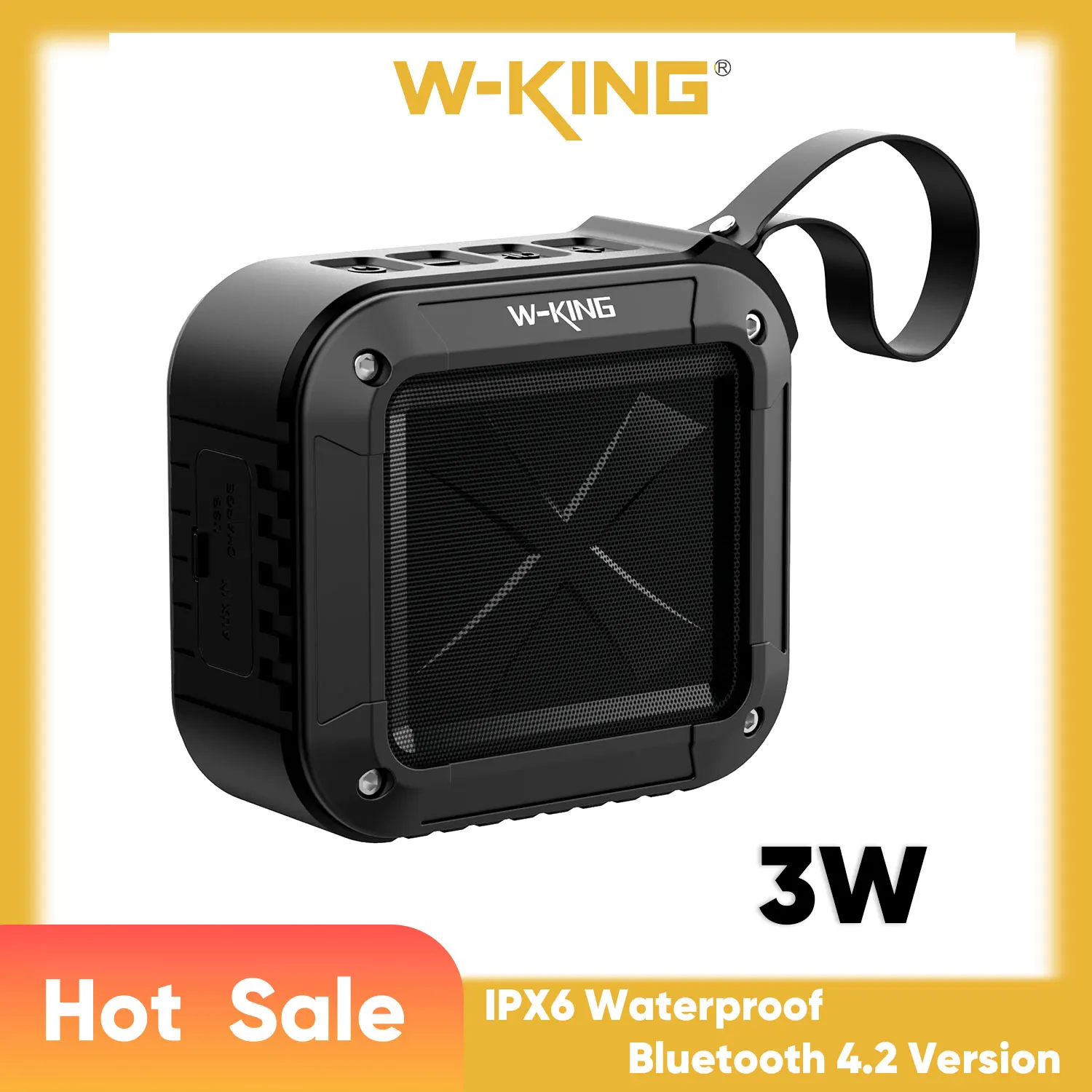 

Портативная колонка W-King S7 Bluetooth 4.2, 9 часов работы, водонепроницаемость IP6, для велосипеда, громкий глубокий бас, громкая связь, AUX IN