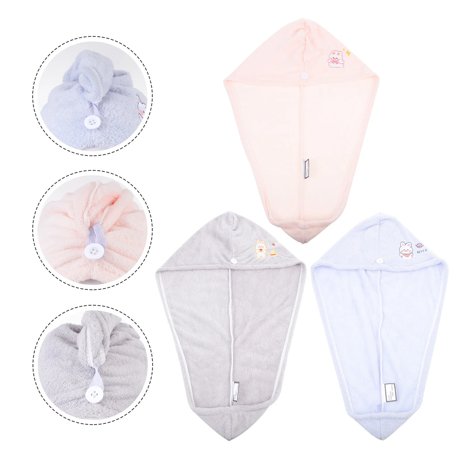 

3Pcs Kids Hair Dry Hats Bath Caps Supplie Quick Dry Absorbent Comfortable Waterproof Home Use Bathroom Supplies