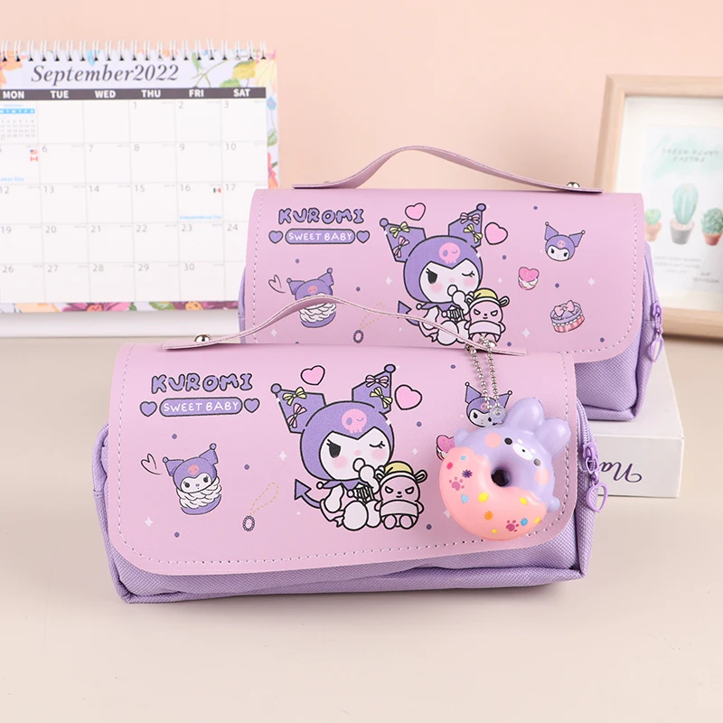 Sanrio Hello Kitty Pencil Case Anime Cute Kawaii Student Stationery Storage Bag Large Capacity Portable Handheld Kuromi Pen Bag