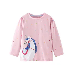 Camisetas de algodón con estampado de gatos y animales para niños, ropa de bebé de manga larga, Tops de moda para niñas, otoño