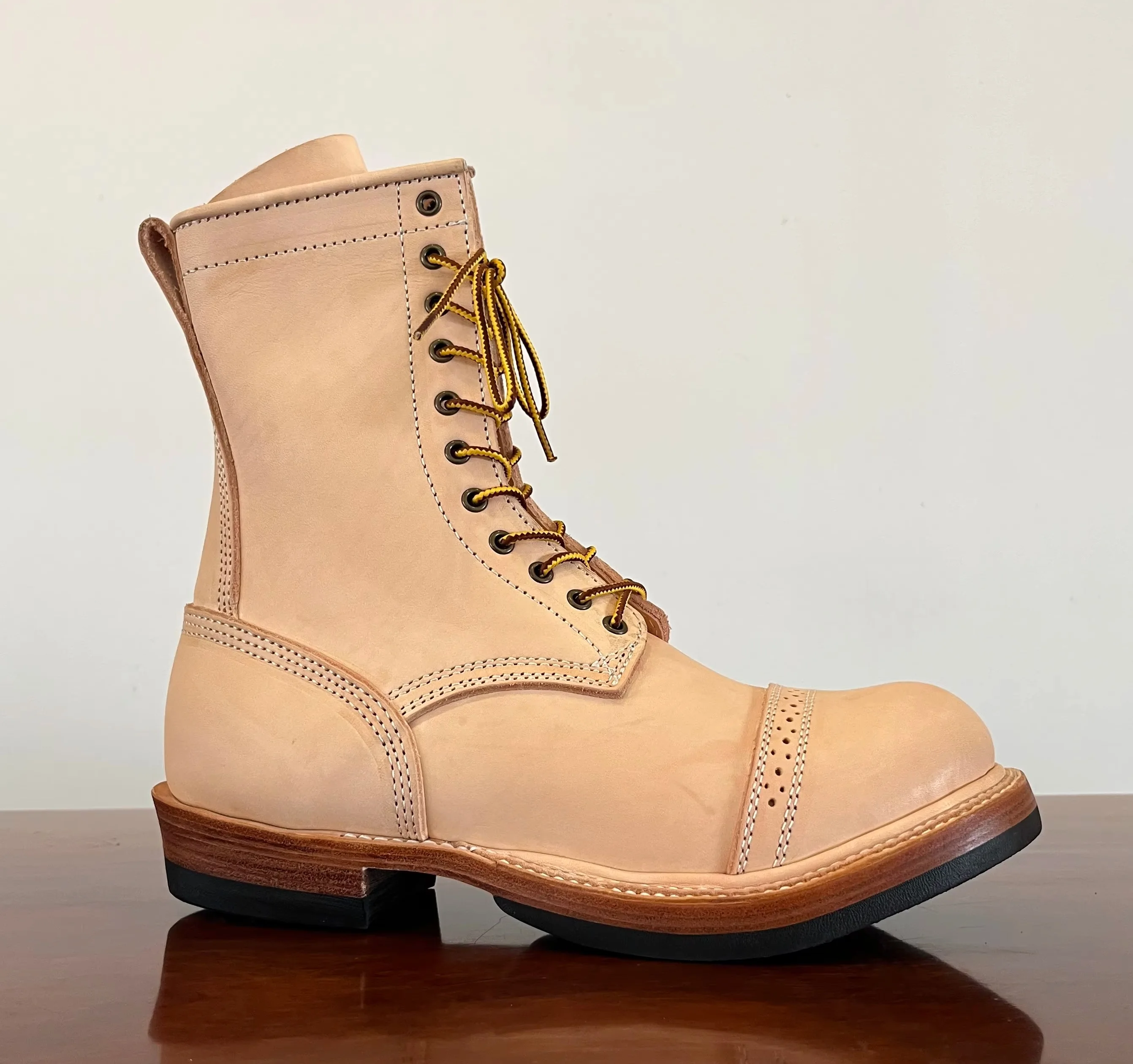 VV1080 Men's Work Boots High Top Leather Boots Street Style,Biker, Outdoor,Vegetable-tanned leather ,Anti-Slip, Durable