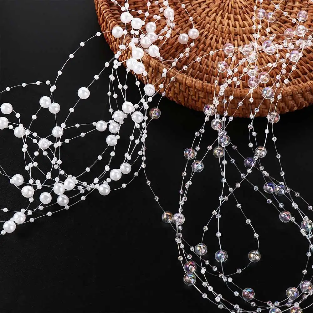 30meters Crystal Beads Line Round Fishing Line Pearls Chain Pearl  Diy Dress Sewing Wedding Christmas Tree Decor Costura Beads