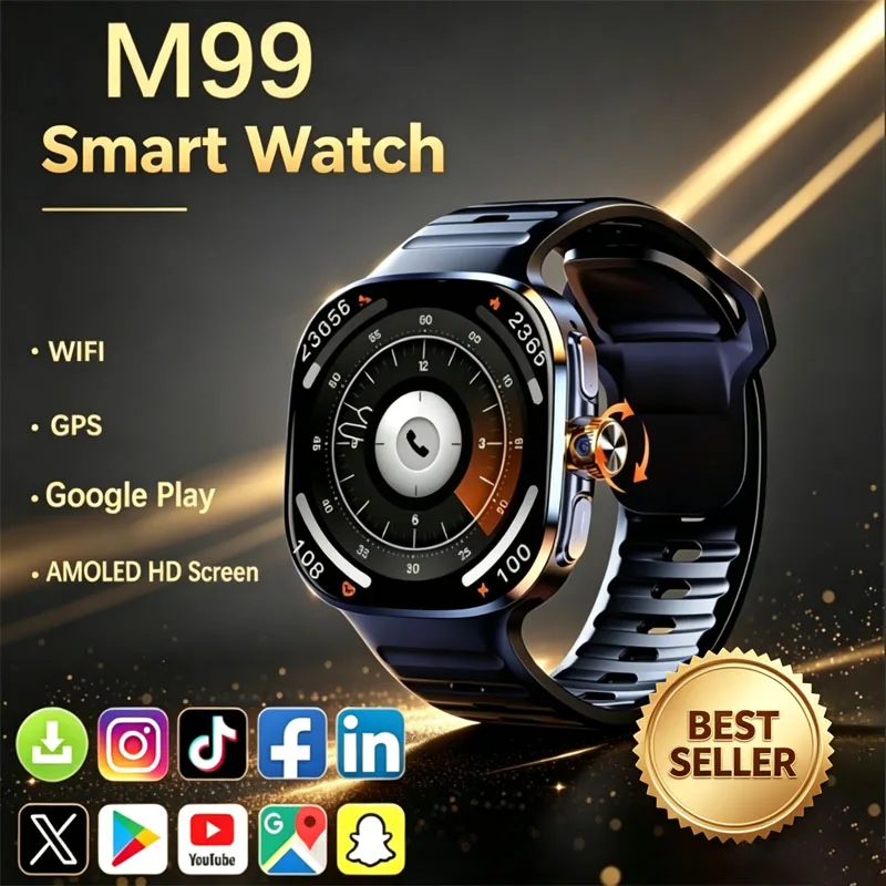 M99 Smartwatch 4G/5G Full Network 1200W High Definition Camera 24 Inch AMOLED Screen GPS WIFI AI