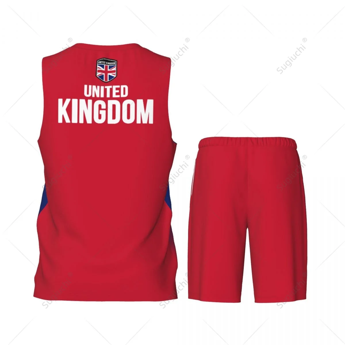 Men United Kingdom Flag UK Great Britain Basketball Jersey Set Mesh Shirt & Pants Sleeveless 3