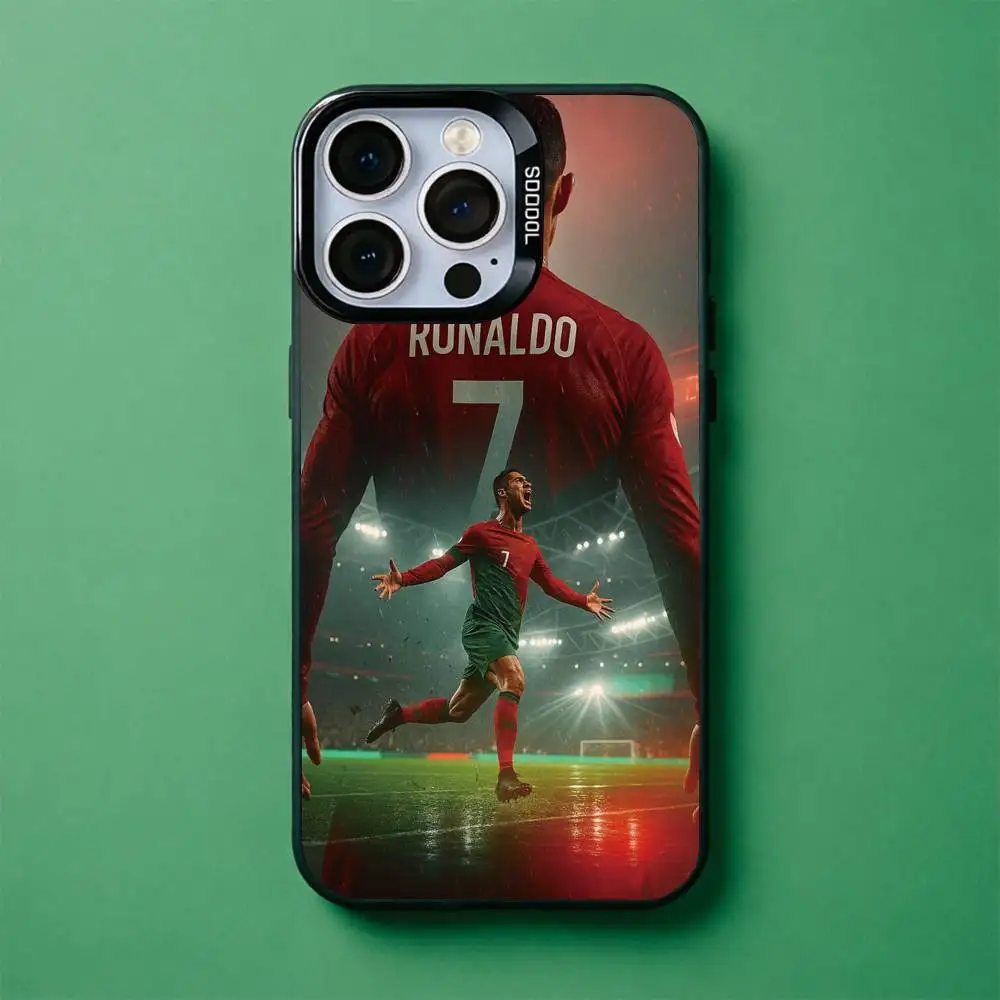 Football For CR7 R-Ronaldo 7 Phone Case For iPhone 17,16,15,14,13,12,11 Plus,Pro Max,XS,Colorful Silver Phone case Funda Cover