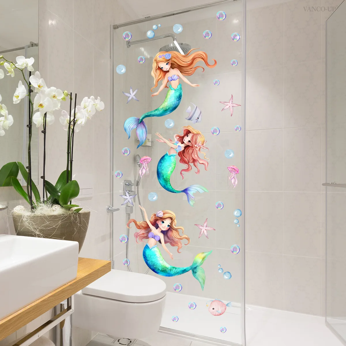 Whimsical Bubble Sea Star & Octopus Window Clings - Creative Ocean Static Stickers for Home & Shop Deco