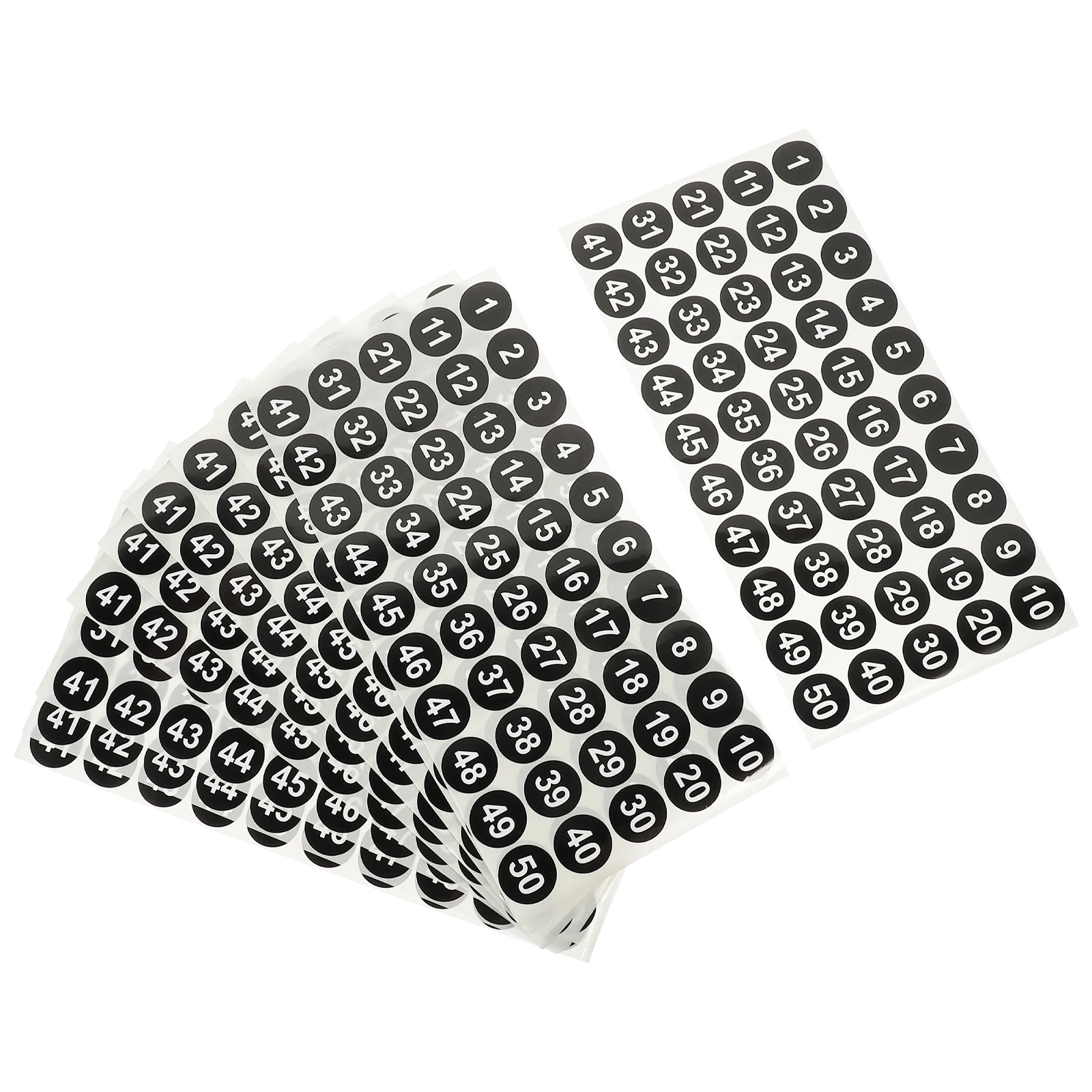 

10 Sheets Numbered Labels Round Stickers 2 54cm Black Background White Numbers Classification Tags for Storage