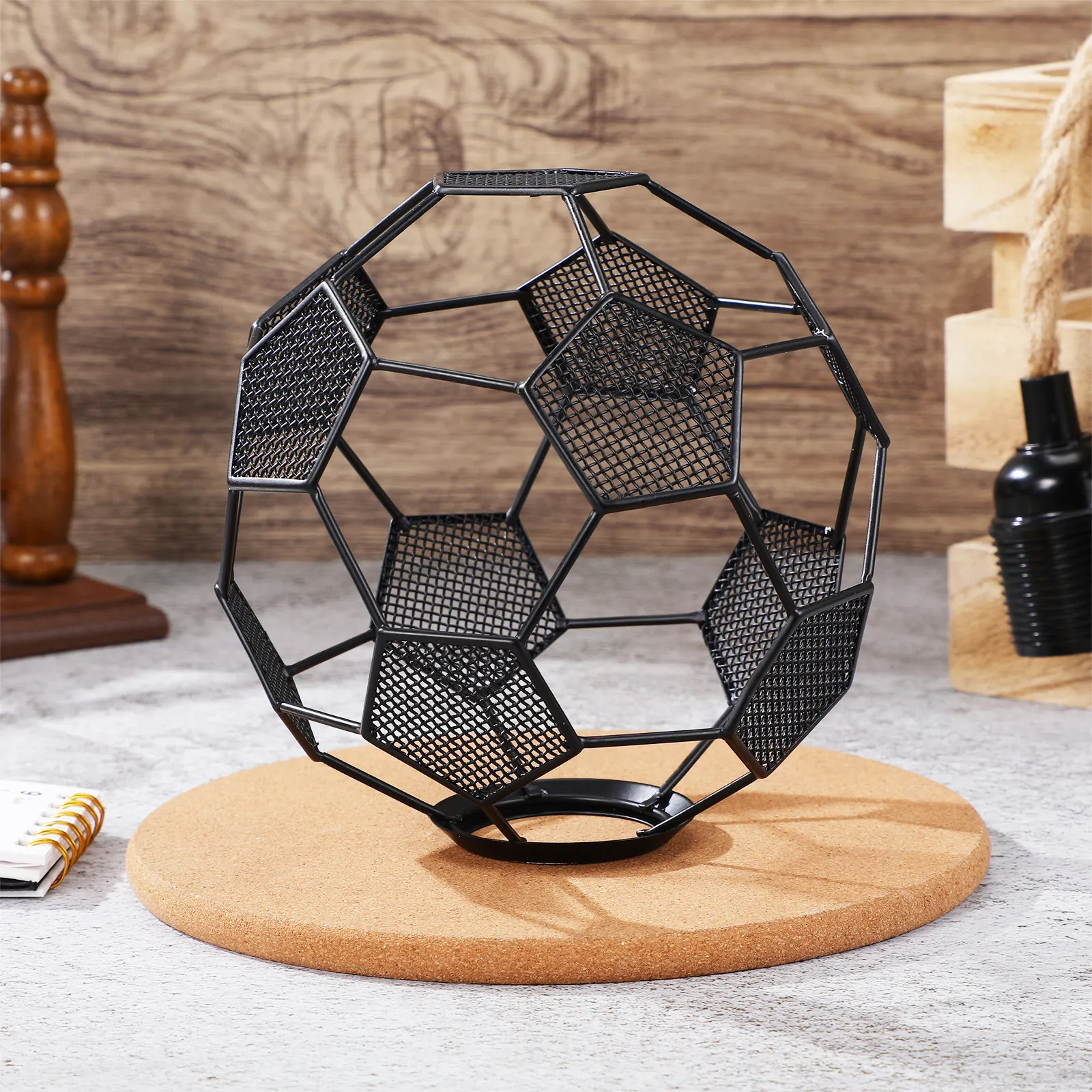 Soccer Style Lamp Shade Hollow Out Metal Lampshade Pendant Lamp Cover Lightweight Decorative Light for Restaurant Cafe Home