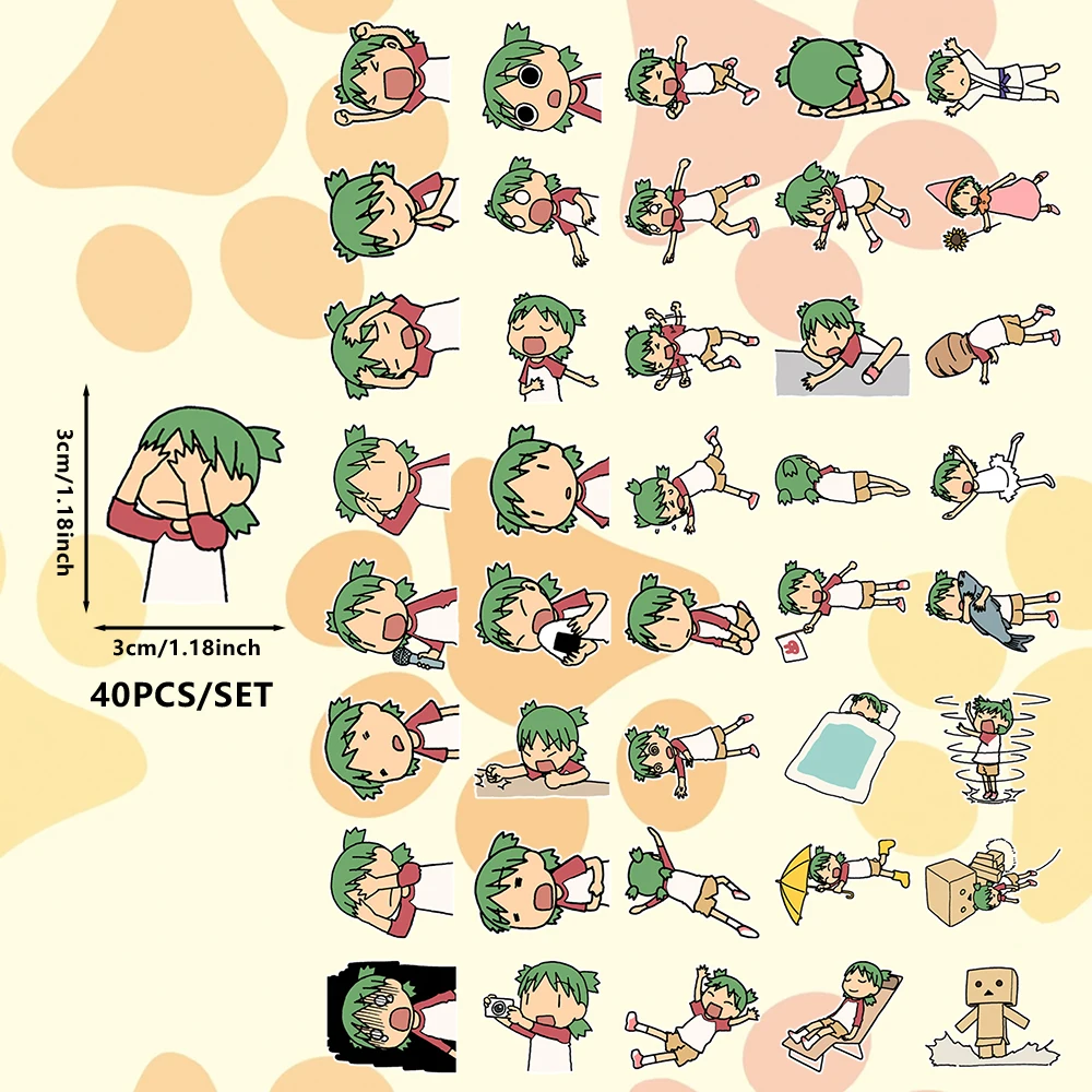 40 Pieces of Yotsuba Manga Yotsuba Koiwai Chibi Hand-Drawn Stickers DIY Decorative Stickers for Tablets Water Cups 3