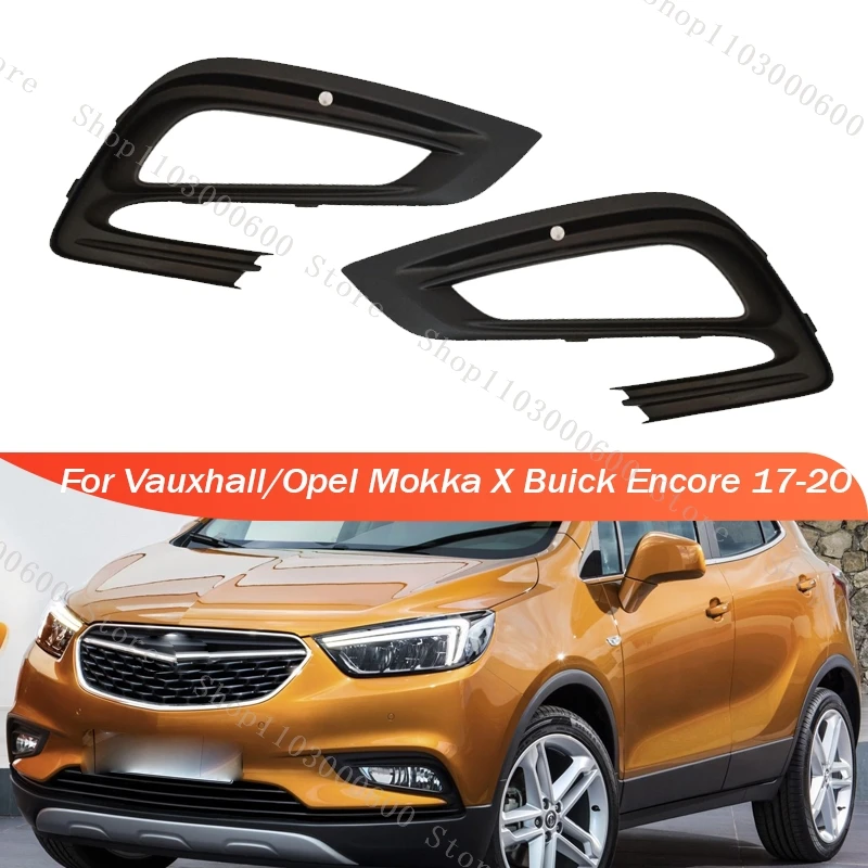 For Vauxhall/Opel Mokka X Buick Encore 2017-2020 Car Front Bumper Fog Light Cover Grille With Radar Holes Fog Lamp Frame