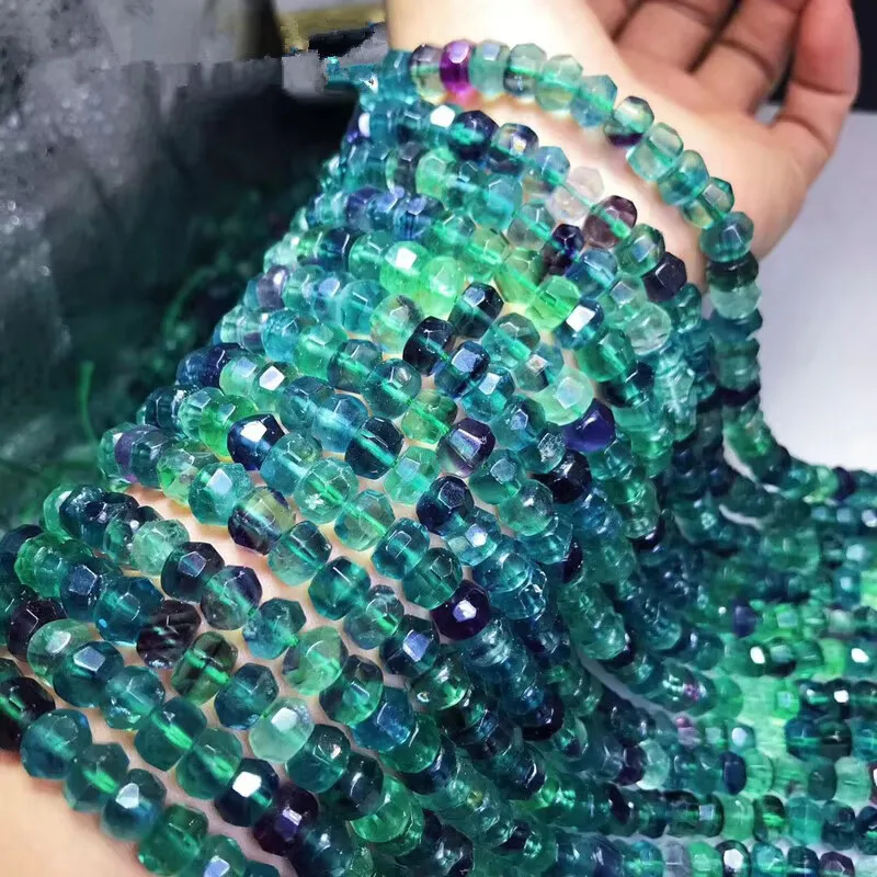 蛍石ラウンドルファセットグリーン 8mm10mm 自然 DIY 作成ジュエリーネックレス 38 センチメートル FPPJ 卸売ルースビーズ