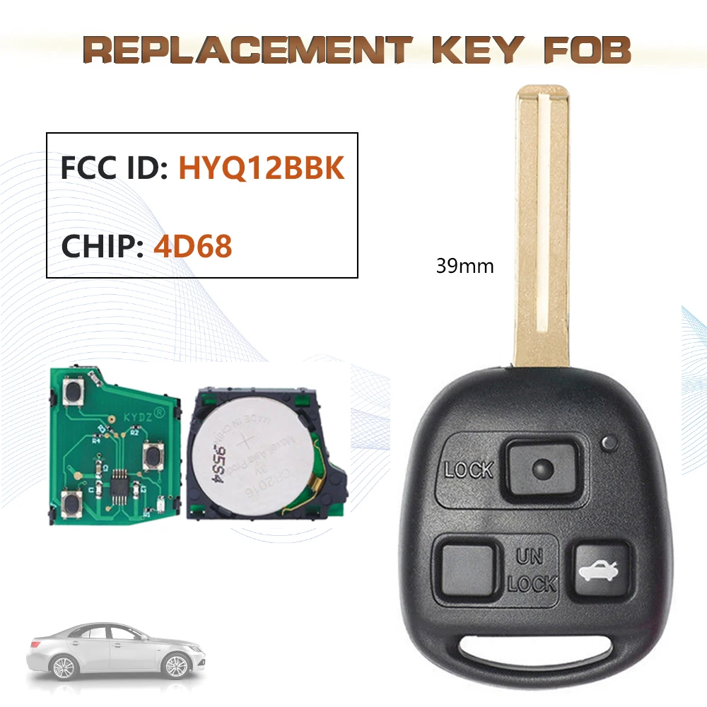 

KEYECU FCC: HYQ12BBK 3 Button Smart Remote Car Key Fob 4D68 Chip for 2001 2002 2003 2004 2005 2006 Lexus ES330 LS430 SC430