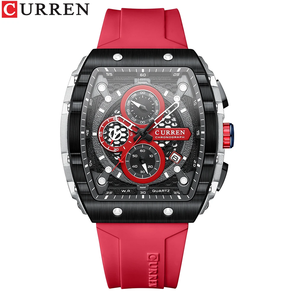 CURREN Mode Herrenuhr Marke einzigartiges quadratisches Design Luxus Quarz Sportband Uhren Herren wasserdicht 3