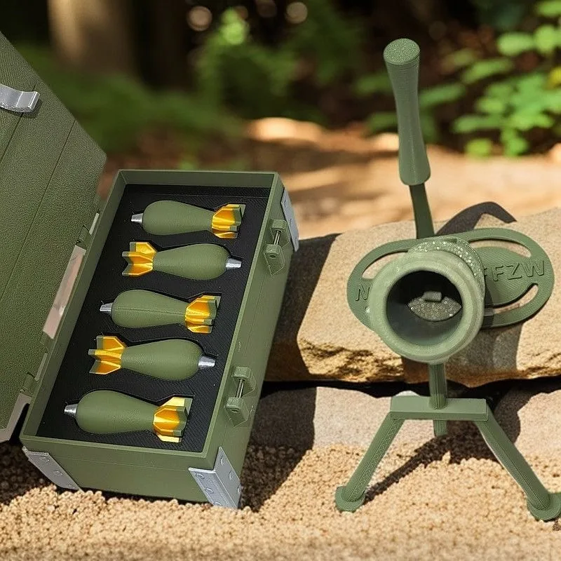3D Printed Mini Mortar Toy – Firable Spring Desktop Cannon, PLA/PETG Soft Foam Bullets Desk Stress Relief Fidget for Boys view 2