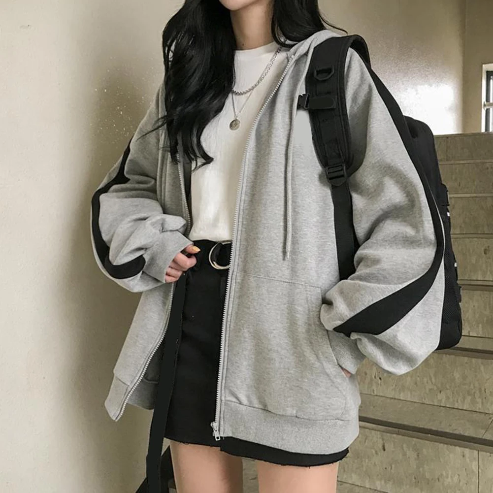 

Женская повседневная толстовка большого размера, женская уличная одежда, свободные толстовки с капюшоном и карманами