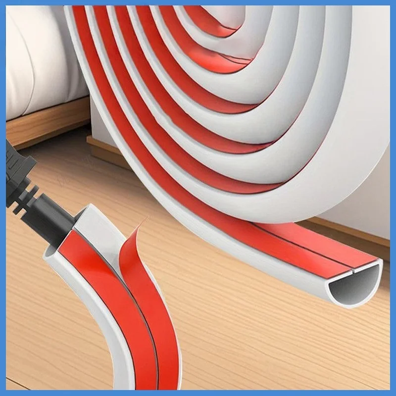 1pc 3/2/1m Floor Cord Cover Self-adhesive Flexible Electrical Conduit Cable Protectors Cords Sleeves Home Wiring Accessory