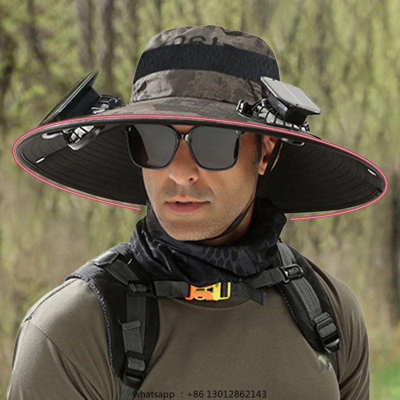 

LLL Solar Fan Cooling Hat Outdoor Work Hat USB Rechargeable Fan Hat for Outdoor Fishing Hiking Camping
