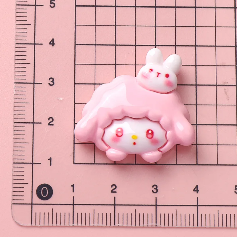 10 Pcs Cute Bright Surface Cartoon Pink Little Sheep Ice Cream Resin Scrapbook Diy Jewelry Wedding Children Hairpin Accessories