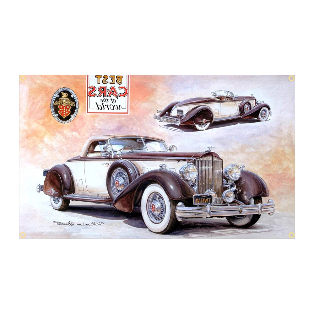 90X150cm Vintage American Classic Car Poster Flag Polyester Printed Garage Decoration Banner Tapestry