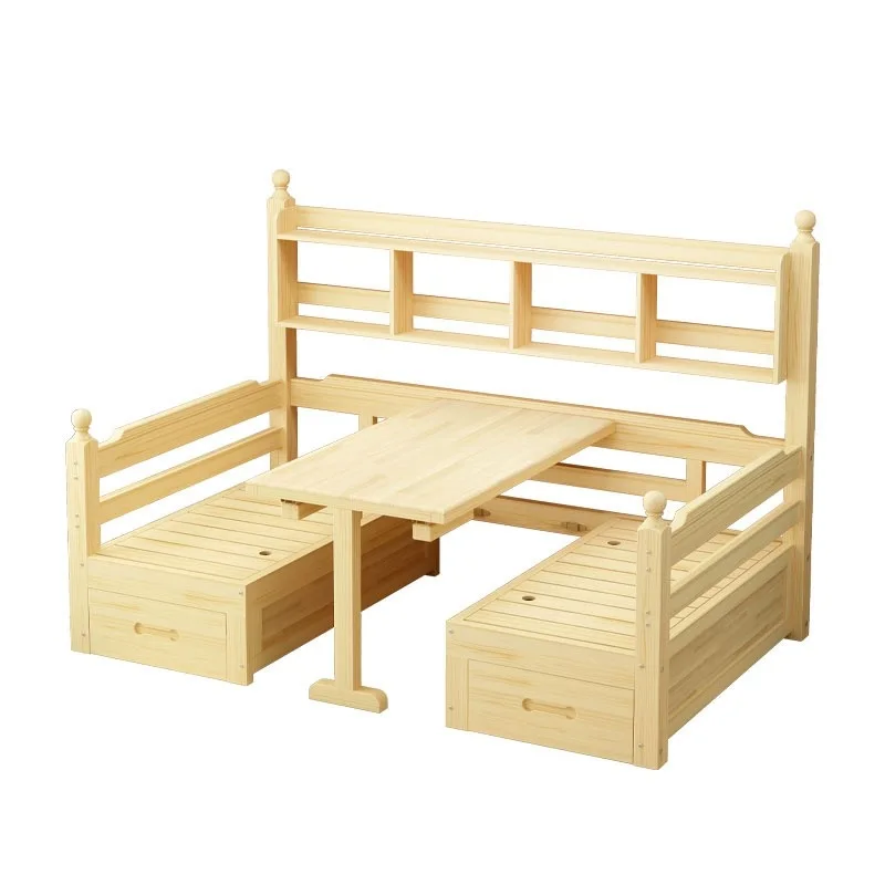 Solid wood sofa bed folding multi-functional living room small apartment double sitting and sleeping sofa bed with desk storage