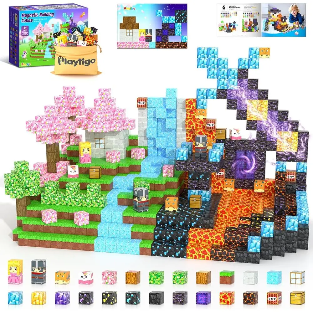 

Magnetic Building Blocks Set - 154 Pieces STEM Toys for Kids, Magnetic Cubes for Creative Play, Age 3+