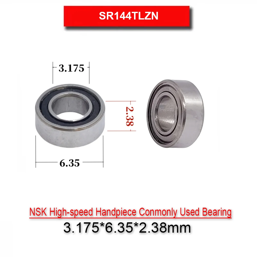 

5Pcs SR144TLZN Bearing Dental High-speed Air Turbine Handpiece Steel Ceramic Ball Bearing Universal 2.38mm Cartridge Spare Parts