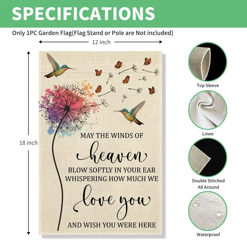 Perfectinsoy May The Winds Of Heaven Blow Softly Garden Flag, Remembrance Sympathy Garden Decor, Serene Outdoor Decor for Ya EEZ
