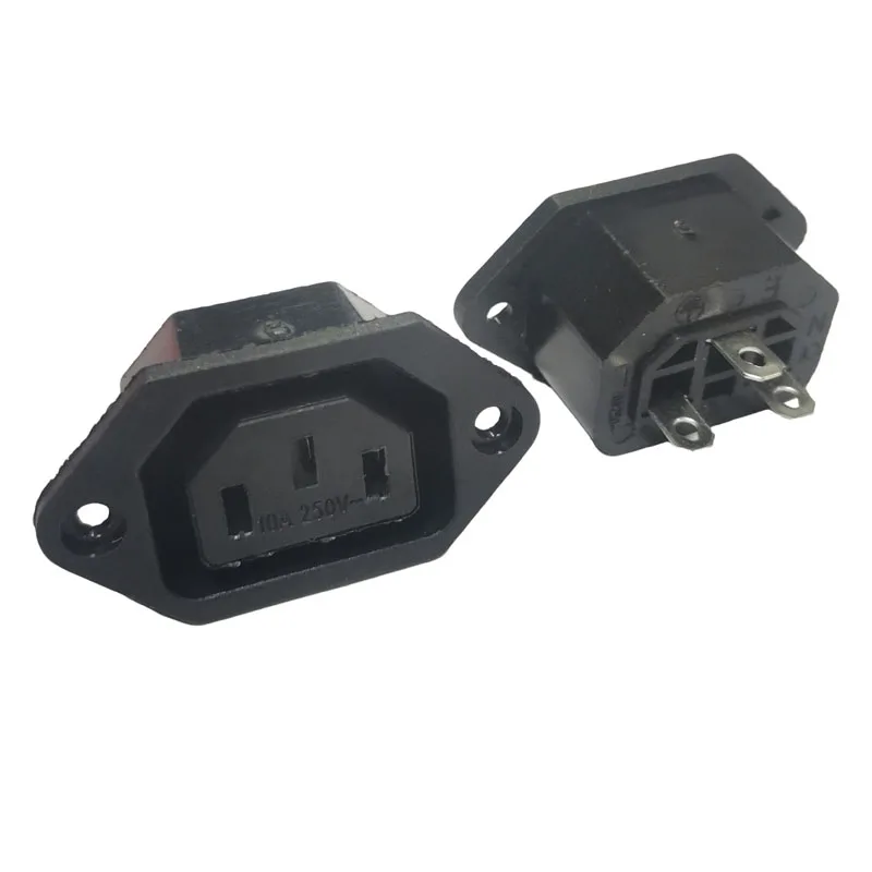 2 шт. черный IEC320 C13 женская промышленная розетка PDU шкаф розетка разъем переменного тока с ухом/винтовым отверстием 10A 250 В