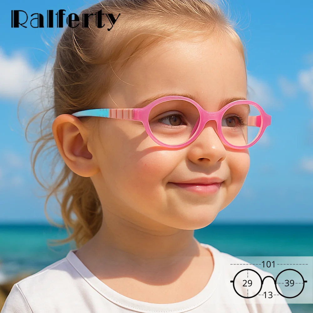 Ralferty Flexible Eyeglasses Frame For Child Detachable Small Oval Glasses Frame Kids Optical Frame Children Strap 2-4Y 39 13
