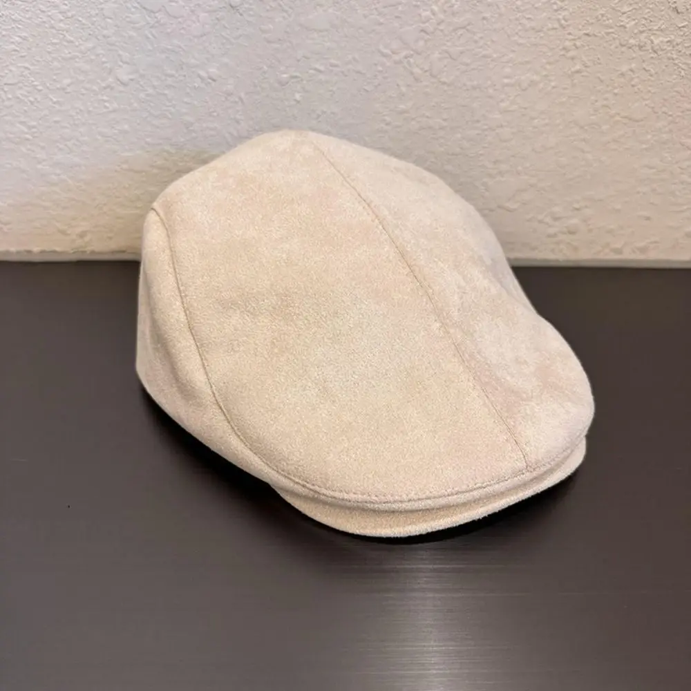 New Solid Color Beret Hat Retro Suede Surface Warm Hat Autumn Winter Simple Duck Tongue Cap